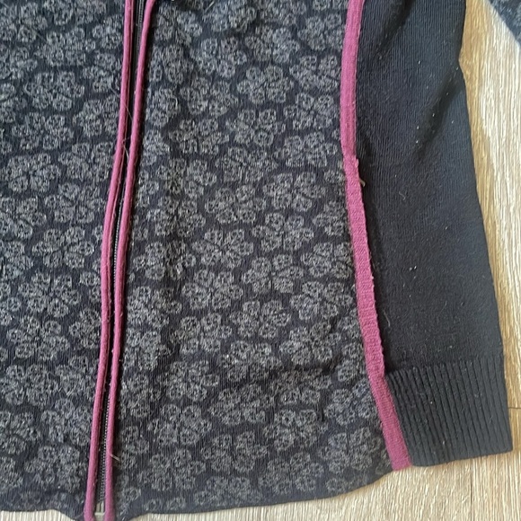Smartwool Zip Up Sweater size Large flower print 100% merino wool black gray - Picture 5 of 11